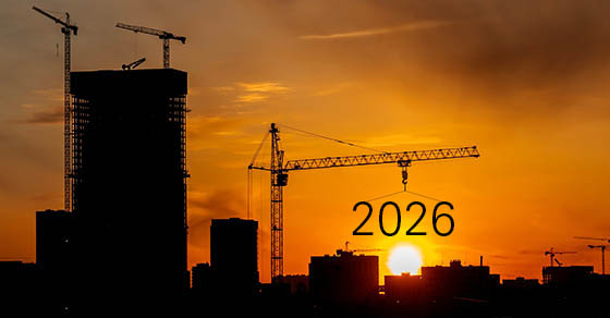 crane lifting 2025, Concept 2025. new year silhouette. Selective Focus, Toned Image.