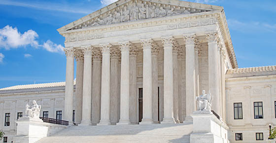 US Supreme court building on the capitol hill in Washington DC, United States of America