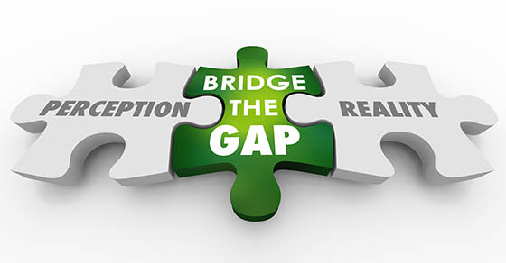 Perception Vs Reality Bridge the Gap Puzzle Pieces 3d Illustration